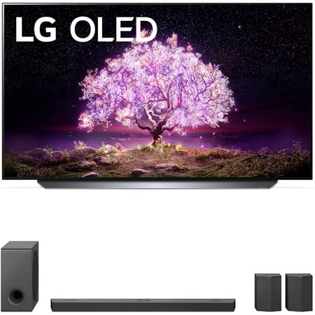 LG OLED65C1PUB 65 Inch 4K Smart OLED TV with AI ThinQ 2021 Model Bundle with LG 9.1.5 ch High Res Audio Sound Bar with Dolby Atmos and Surround Speakers