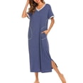 thumbnail image 2 of Women Nightgown Short Sleeve Soft Nightshirt Full Length Dress Sleepwear, 2 of 5