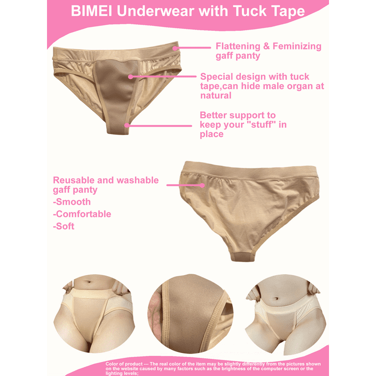 BIMEI Tucking Tape Gaff Panty Avoid Camel Toe Underwear Skip the Line - Transgender,Crossdresser,Men&Women,Beige,2XL 