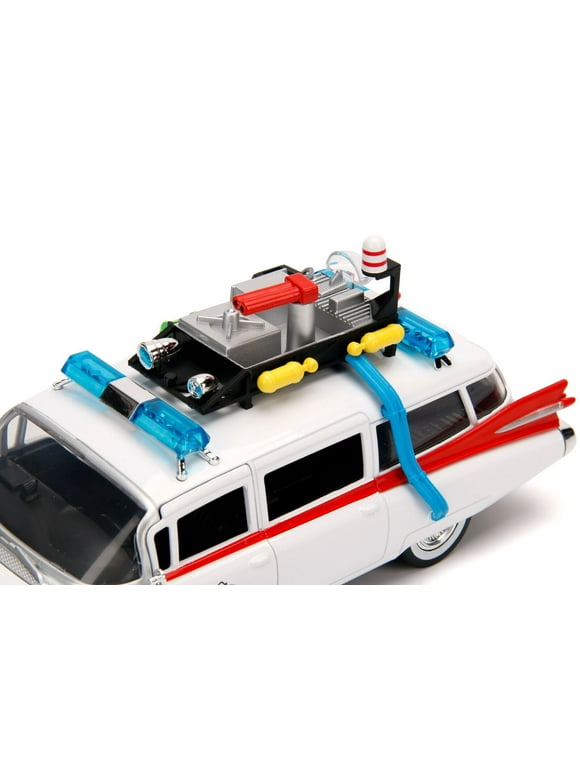 1959 Cadillac Ambulance Ecto-1 White "Ghostbusters" Movie "Hollywood Rides" Series 1/24 Diecast Model Car by Jada