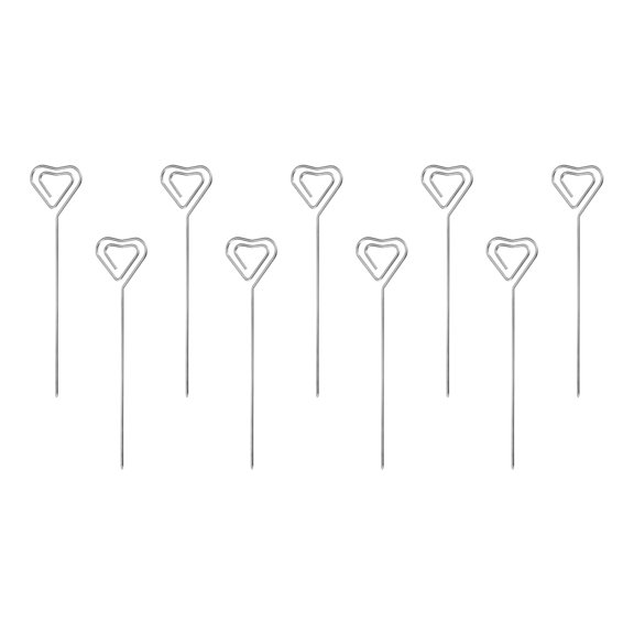 Uxcell Metal Cocktail Toothpicks Heart Shape Drink Picks Cocktail Skewers 9Pack (Silver)