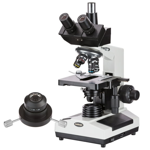 AmScope Oil Darkfield Trinocular Biological Compound Microscope 40X-2000X New