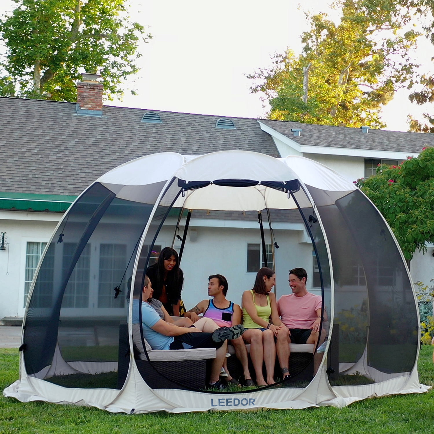 12x12ft Patio Gazebo Canopy Pop Up Tent Mesh Mosquito Net Steel Fabric Outdoor 