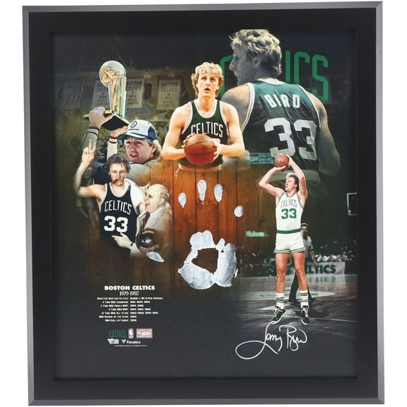 Larry Bird Boston Celtics Stretched Autographed 20" x 24" Career Gallery Wrapped Canvas with White Acrylic Paint Hand Print - Fanatics Authentic Certified