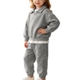 thumbnail image 2 of Trikvn Kids Girls Fall Tracksuit 2-Piece Outfit Collared Long Sleeve Pullover Sweatshirt and Elastic Waist Sweatpants Set Casual Athletic Loungewear Active Playwear, 2 of 8