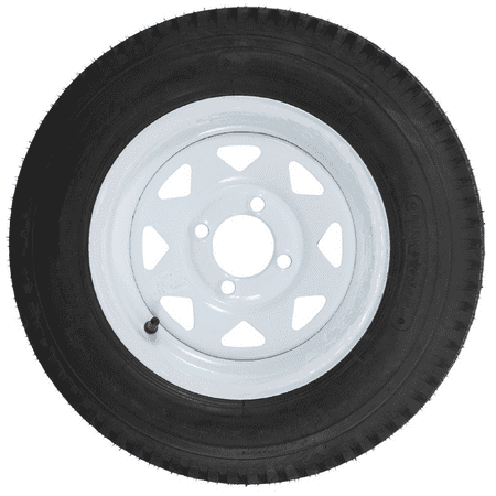 Radial Trailer Tire On White Rim ST175/80R13 Load C 4 Lug On 4 13 x 4.5