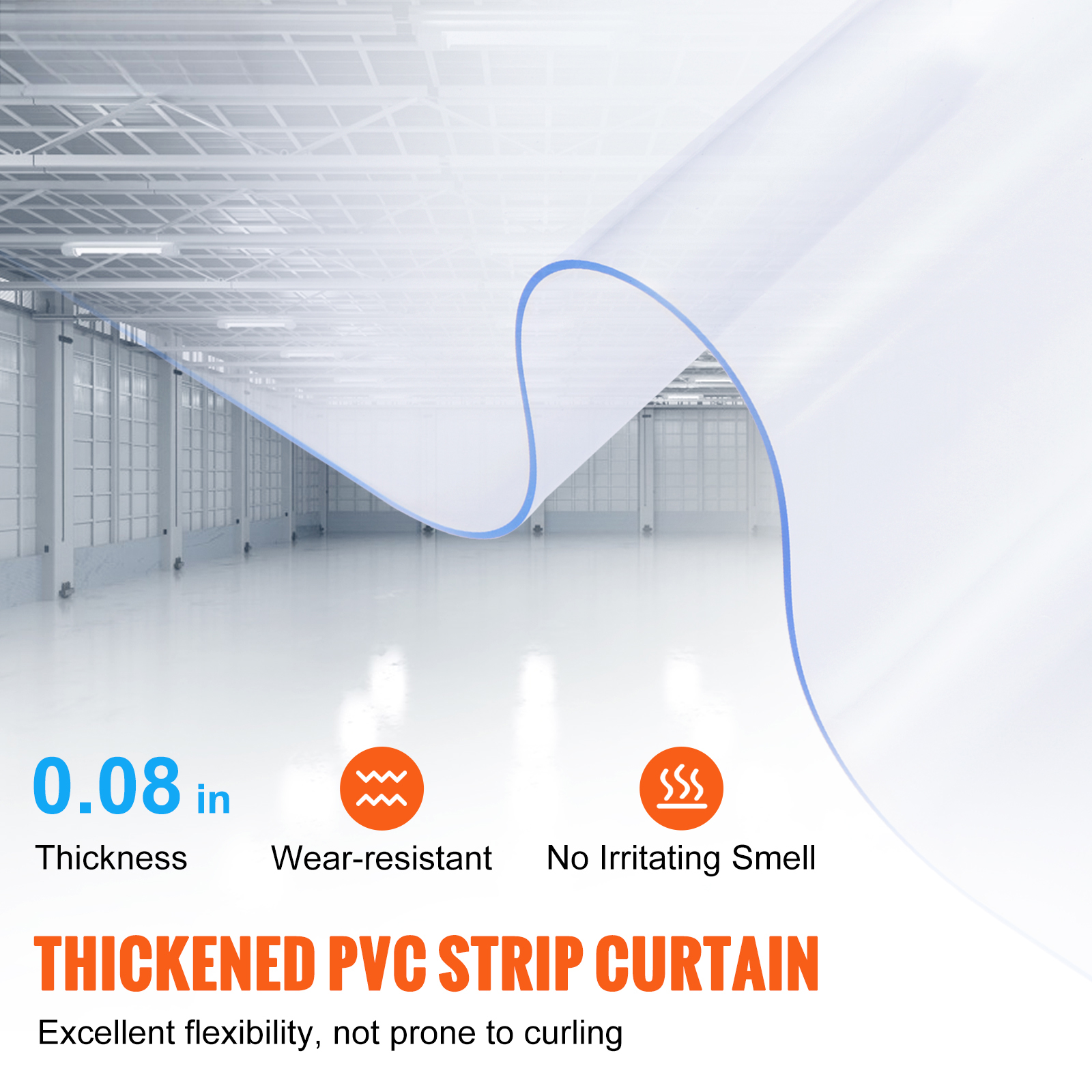 KFFKFF Clear PVC Strip Curtain, 50 ft Length x 8 in Width, Plastic Door Strip Roll for Doorways in Supermarkets, Garages, Warehouses, Barns, and Animal Shelters