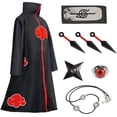thumbnail image 1 of Capa de Akatsuki Itachi para niños, capa de Naruto, bata de Akatsuki, disfraz de Cosplay de Halloween con anillo para la cabeza Adepaton WMCH-36, 1 of 5