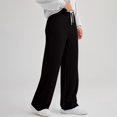 thumbnail image 3 of Western Sweat Pants for Women Fall Winter Solid Color Womens Wide Leg Pants Workout With Pockets High Waisted Sweatpants Drawstring Straight Baggy Pants Trendy Loose Jogger Pants Light Gr, 3 of 7