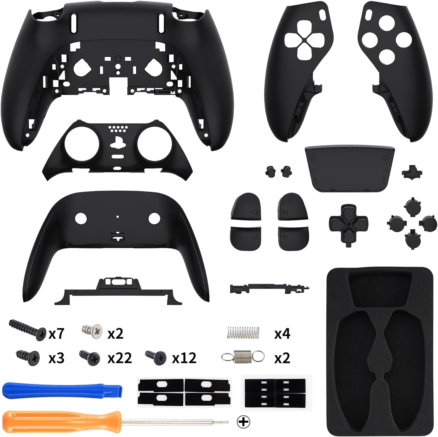 eXtremeRate Full Shell Kit for PS5 Edge Controller - Replacement Housing w/ Buttons & Touchpad (Black)