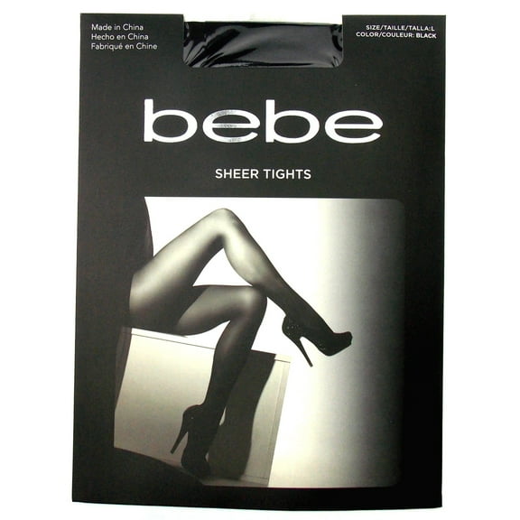 Bebe Sheer Tights Size Large Black Pantyhose Dance Hosiery Fashion Dress