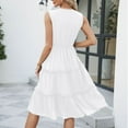 thumbnail image 7 of Women Dresses Plus V-neck Dresses Sexy Solid Sleeveless Fashion Dresses White Trendy Skirt Size XL, 7 of 7