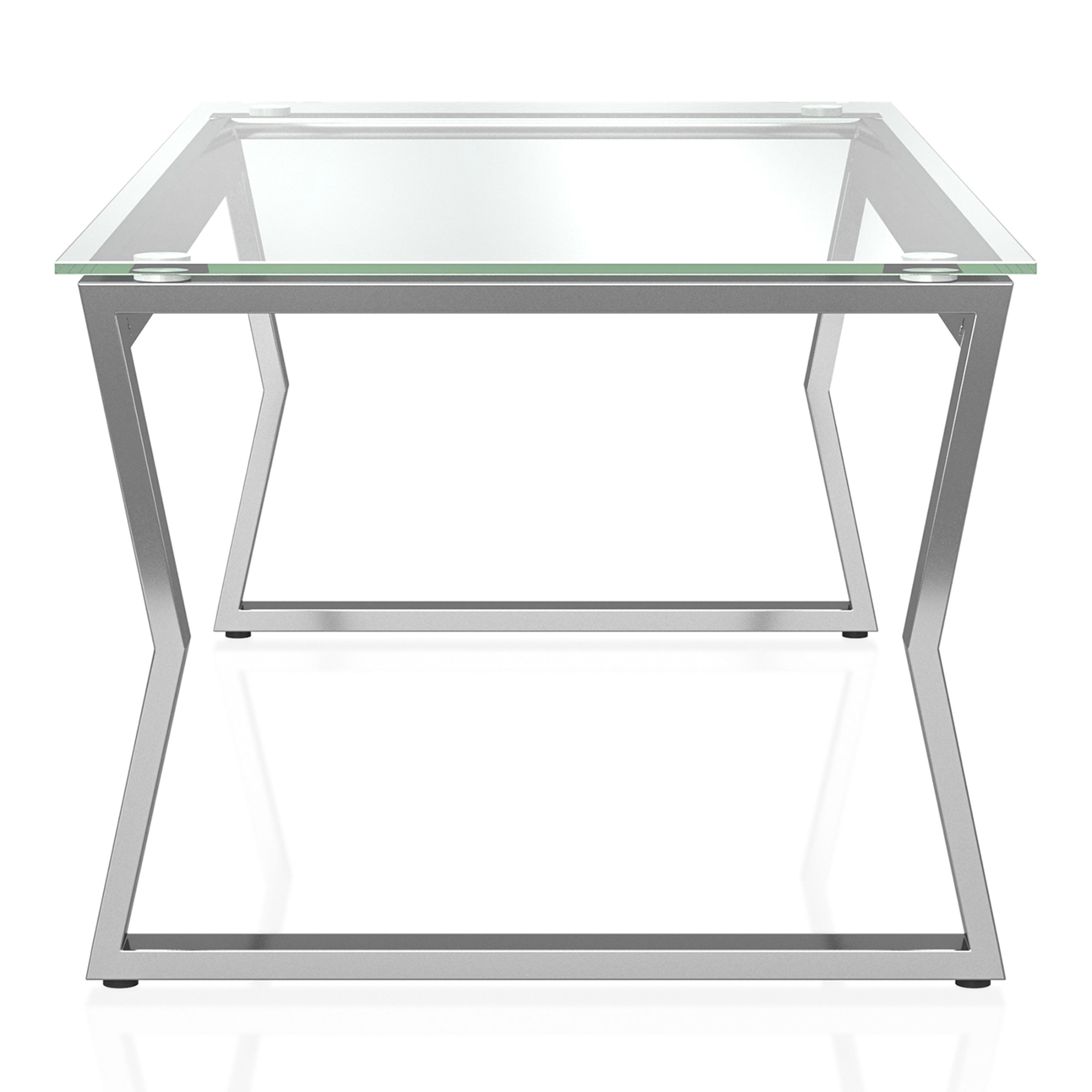 Furniture of America Liak Glass Top Coffee Table, Chrome