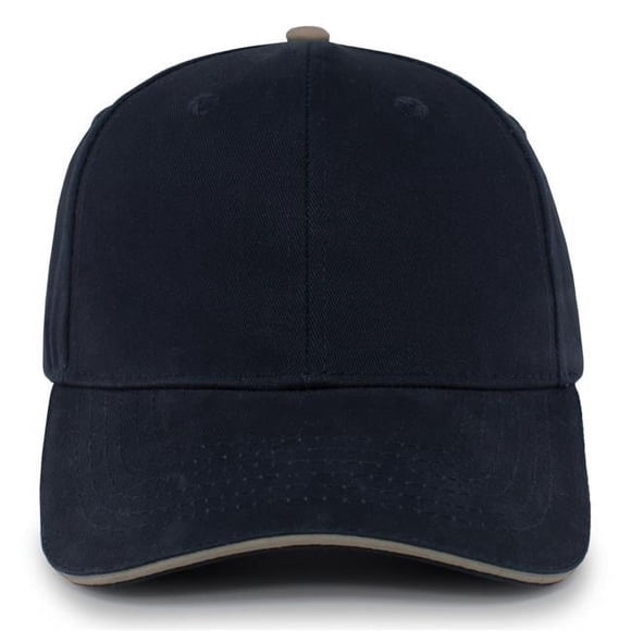 Pacific Headwear 121C.303.OS Brushed Twill Cap with Sandwich Bill, Navy & Khaki - One Size