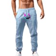 thumbnail image 1 of Zszcpp Men Work Pants Cartoon Print Leisure Brief Cropped Long Loose Basic Style Lounge Trousers Casual Trouser, 1 of 5