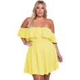 thumbnail image 1 of SURJDE Women's Off Shoulder Strapless Ruffle Mini Plus Size Swing Dresses, 1 of 6