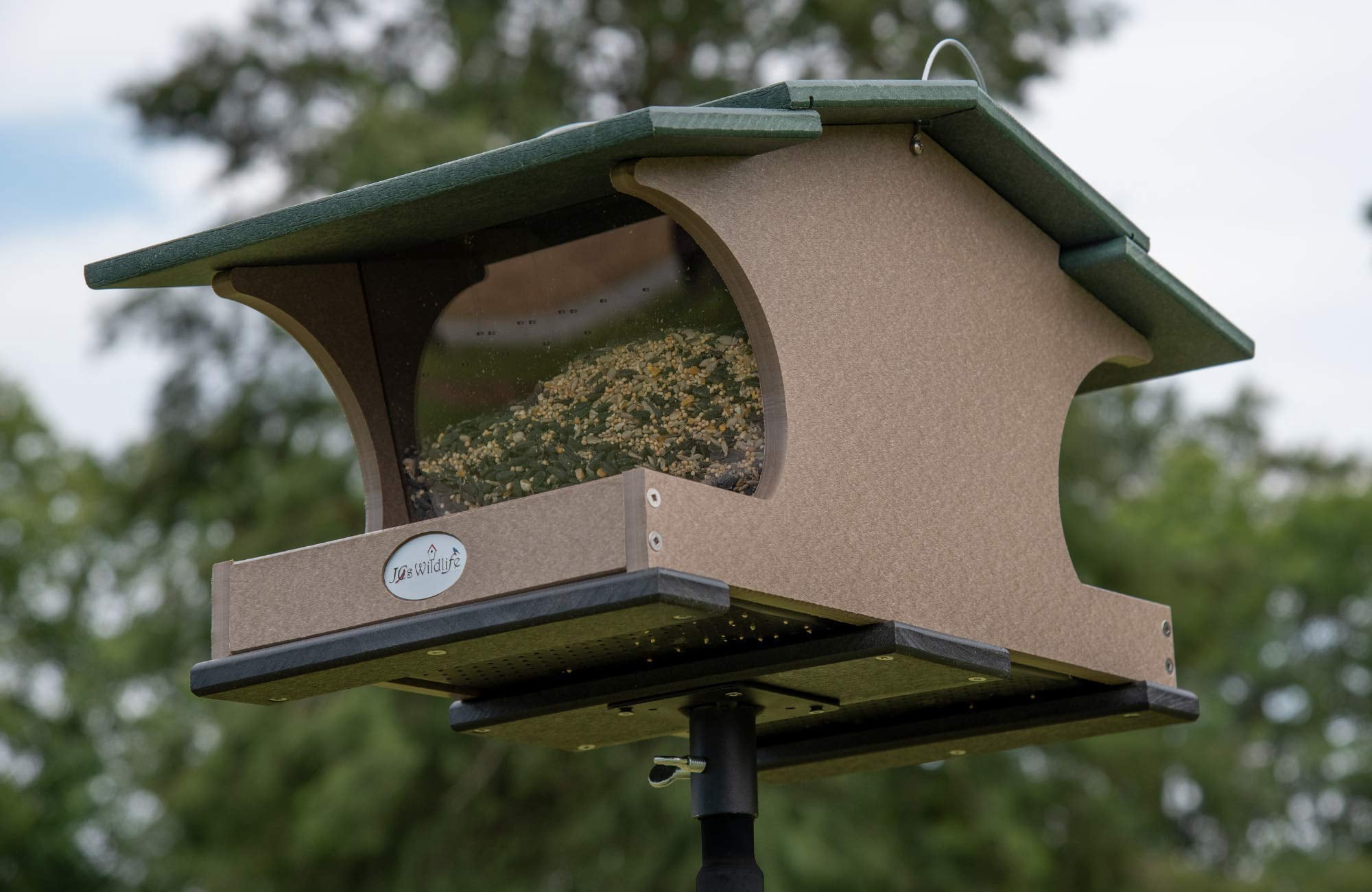 JCs Wildlife Large Poly Hopper Bird Feeder (Green/Tan)
