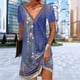 thumbnail image 1 of Vestido De Las Señoras Vestido elegante estampado Estilo étnico Verano Mujer Vestidos para fiesta (Púrpura L) Cgtredaw para Mujer Púrpura T XL, 1 of 1