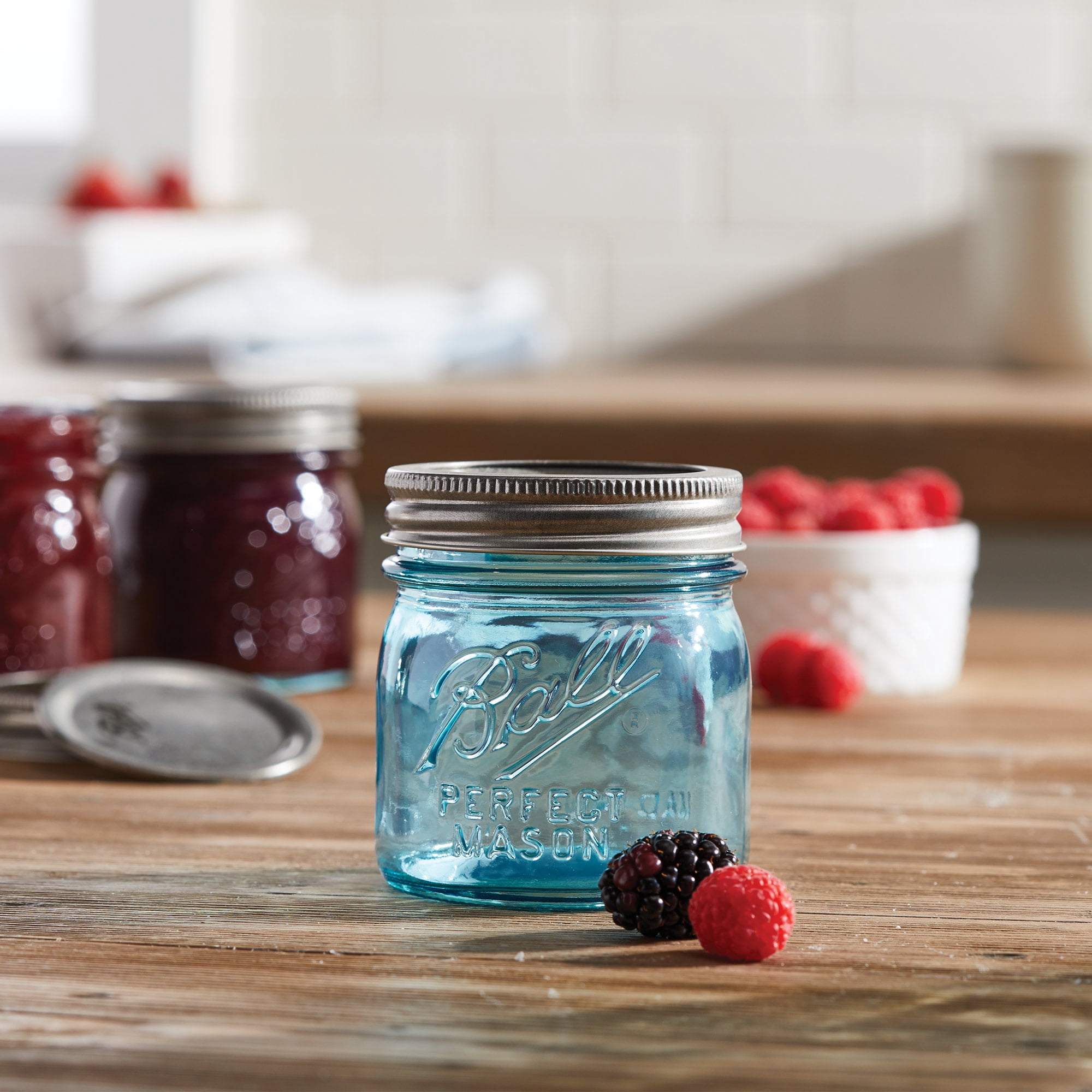 Ball Aqua Vintage Regular Mouth Half Pint 8-oz. Glass Mason Jars, 4-pack