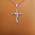 thumbnail image 3 of Jewelry Creative Leaf Wrap Cross Pendant Necklace, Women'S Diamonds Accessories Necklace Mom Gifts Mother's Day Gifts Necklace Birthstone Necklace for Mom Birthday Gifts for Mom Gifts from Daughters, 3 of 5