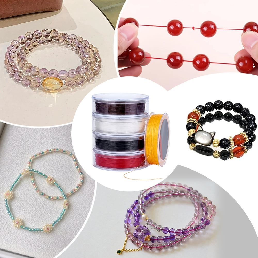 5 Colors 490 Yards Elastic String 0.6mm Clear Elastic Thread Magic Jewellery Wire Bracelet String Stretchy Elastic Cord Necklace Bracelet