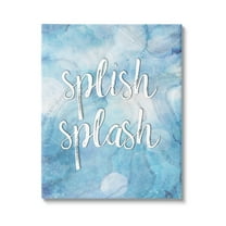 Stupell Industries Splish Splash Blue Bathroom Water Typography Painting Gallery Wrapped Canvas Print Wall Art