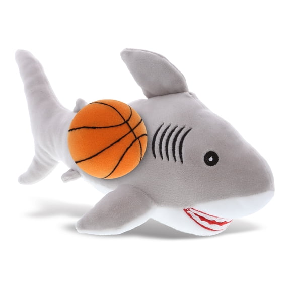 DolliBu Shark Stuffed Animal with Basketball Plush - Soft Huggable Shark, Adorable Playtime Plush Toy, Cute Wildlife Gift, Plush Doll Animal Toy for Kids and Adults - 12 Inch
