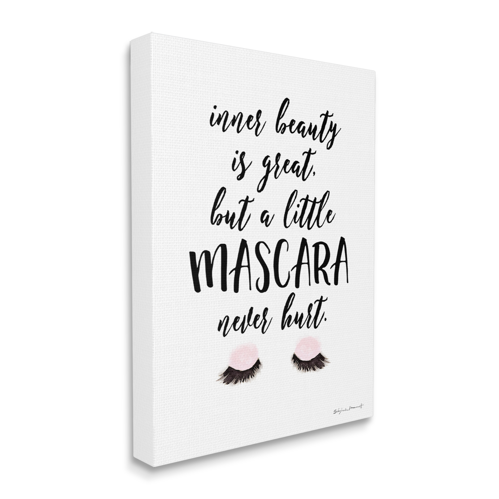 A Little Mascara Never Hurt Phrase Glam Lashes 30 in x 40 in Drawing Canvas Art Print, by Stupell Home Décor
