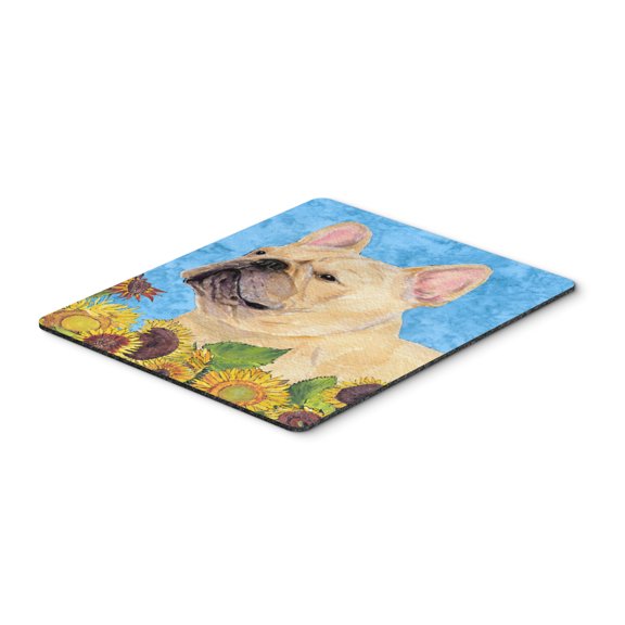 "French Bulldog in Summer Flowers Mouse Pad Hot Pad or Trivet"