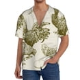 thumbnail image 7 of Lsque Chickens print Men's Cuban Collar Short Sleeve Shirt Summer Beachwear Casual Button Down Fashionable Vacation Leisure Shirt-Large, 7 of 7