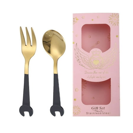 

1 Set Dessert Scoop Comfortable Grip Anti-rust Stainless Steel Spanner Spoon Home Supply
