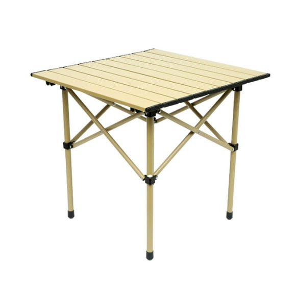 1.64ft Gold Square Folding Camping Table - Carbon Steel Portable Outdoor Table, Lightweight Camping Picnic Table, Compact Outdoor Cooking Table, Sturdy Barbecue Fishing Camp Desk, 1pc