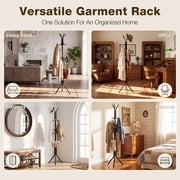 HONEIER Coat Rack, 68.9 Metal Coat Rack Stand with 12 Hooks Standing Coat Rack for Entryway Bedroom Living Room, Black