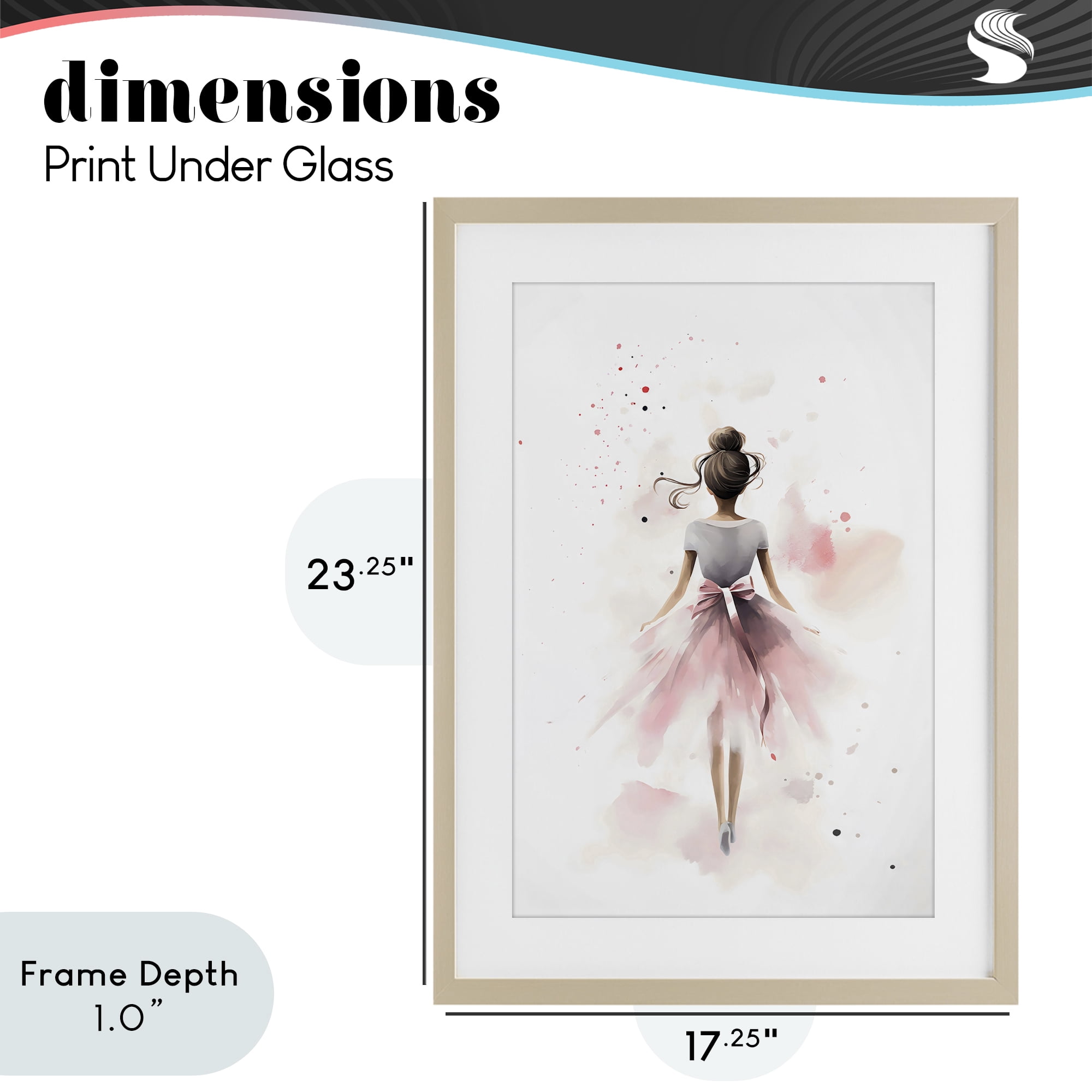 Stupell Industries Speckled Ballerina View Birch Framed Print Under Glass, design by Creative Studio