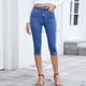 thumbnail image 1 of TaTaai High Stretch Denim Women High Waisted Skinny Capri Jeans Fashion Machine Washable No Fading Non-see-through Casual Daily Wear Cropped Pants Gift, 1 of 8