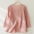 thumbnail image 4 of Birdeem Womens Summer Casual Solid Color Embroidered Loose Round Neck Three Quarter Sleeve Top, 4 of 12
