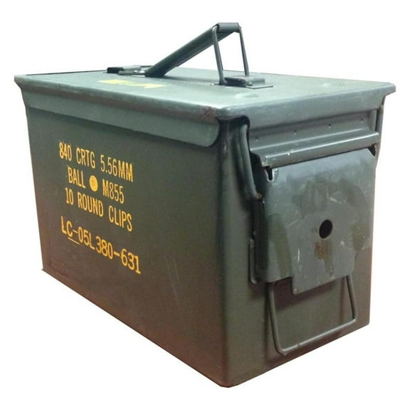 Military .50 Cal Ammo Steel Storage Cans (empty boxes) Light Use 2-1B Green
