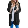 thumbnail image 2 of Baqcunre Solid Color Slimming Long Sleeve Mid-Length Fleece Jacket With Double Pockets Long Coat Women Fleece Jacket Women Trench Coat for Women 2023 Womens Winter Coats Black Xl, 2 of 7