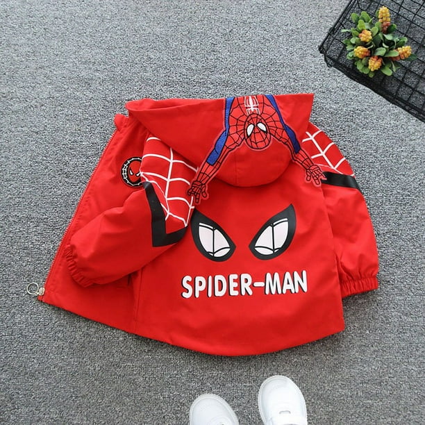 Chaqueta de superhéroe de dibujos animados de primavera y otoño para bebés, ropa de moda para niños, Sudadera con capucha con estampado de Mickey, chaquetas a prueba de viento, ropa 2T Gao Jinjia LED