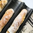 thumbnail image 4 of Molde para baguettes Bandeja para baguettes Molde para baguettes Moulle Horno Molde negro para pan con revestimiento antiadherente Molde perforado para hornear 4 baguettes francesas, 4 of 5