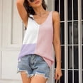 thumbnail image 2 of Sarapandan Sarapandan Women's V Neck Summer Casual Loose Sleeveless Knitted Blouse Shirts Vest Contrast Colors Pink M Sarapandan, 2 of 6