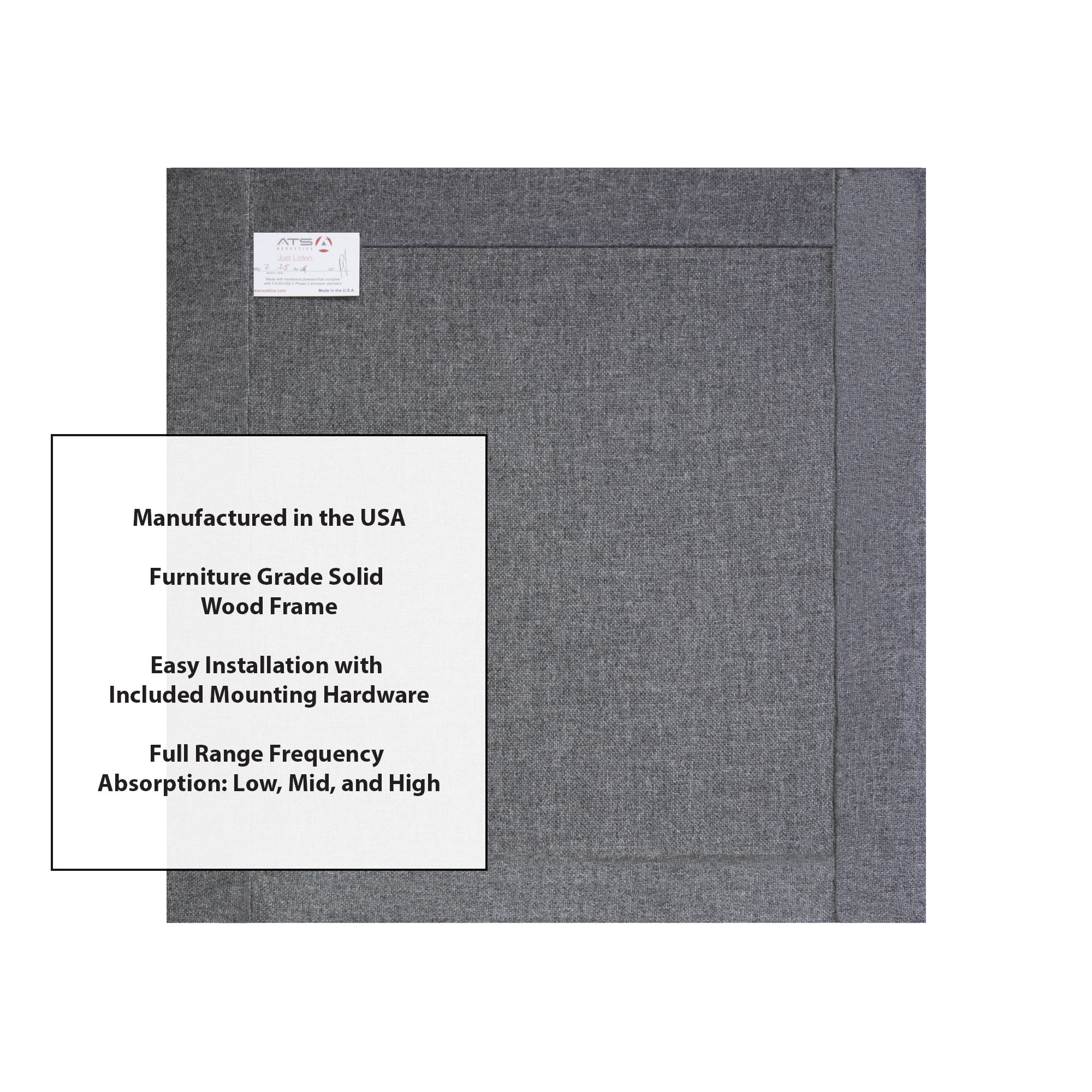 ATS Acoustics Bass Trap Low Range Sound Absorbing Echo Reducing Studio Acoustic Wall Panel 24" x 24" x 4" (Charcoal)