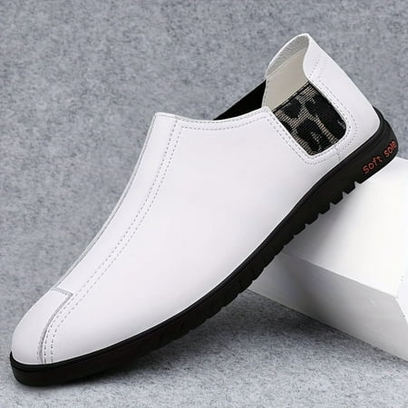 FLTHDD Mens Solid Colour Split Cow Leather Upper Dress Shoes Comfy Non Slip Rubber Sole Durable Formal Shoes Mens Footwear Gift