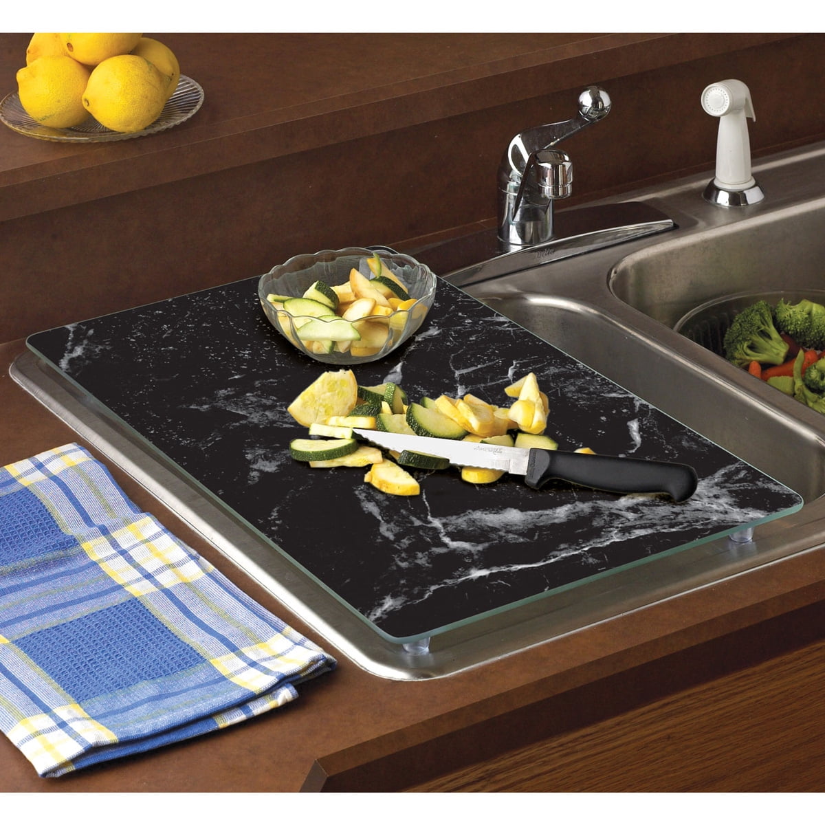 CounterArt Black Marble Design Cutting Board/Instant Counter