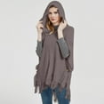 thumbnail image 3 of Women's Fashion Fringe Spring And Autumn Winter Batsleeve Sweater Pullover Striped Cape Hooded Sweater Shawl Top Pack of Head Scarfs Ladies Evening Wrap Shawl Wrap plus Size Dress Shawls for Girls, 3 of 5