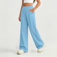 thumbnail image 5 of Hurxie Girls Sweatpants Kids Wide Leg Baggy Athletic Sweat Pants Youth Elastic Waist Casual Joggers with Pocket Blue,12-13Years, 5 of 7