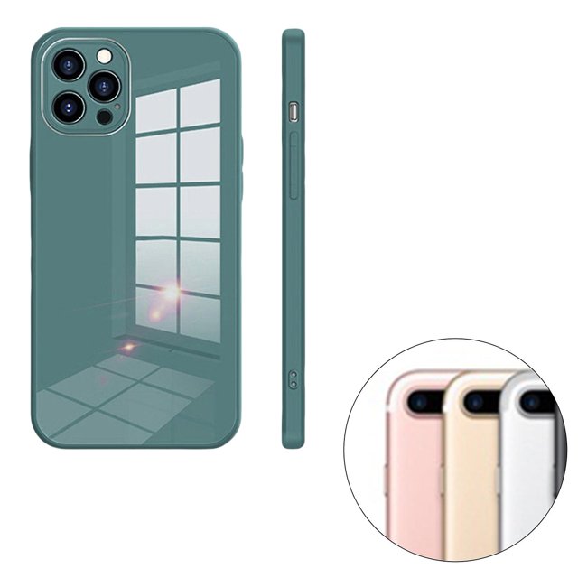 Cubiertas traseras de vidrio para teléfono con parachoques resistente completo de color sólido Diseño antideslizante para Iphone 7p / 8p / 7/8 / xs Max / xr / x / xsGranny Grey
