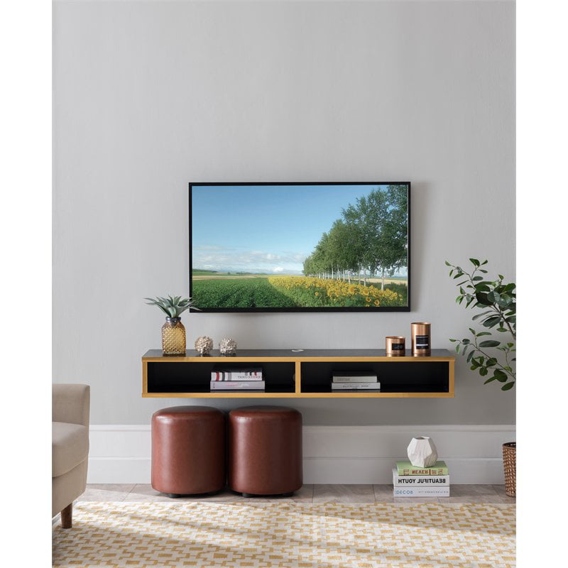 Furniture Of America Astro Wood Wall Mounted 60 Tv Stand In Black And Gold Com - Entertainment Center Below Wall Mounted Tv