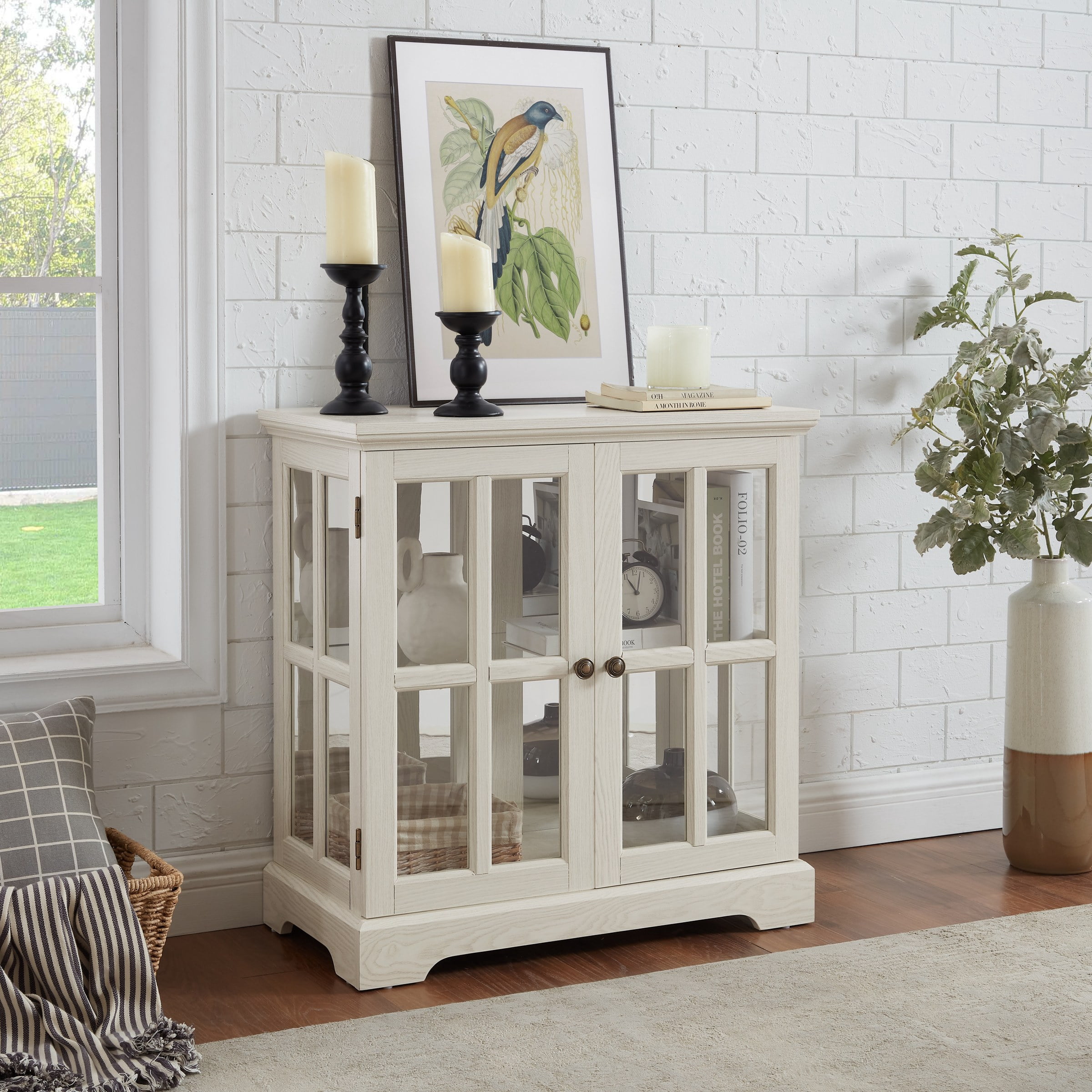 LED Curio Display Cabinet with Adjustable Shelves, White