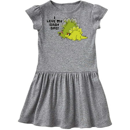 

Inktastic I Love my Baby Bro with Baby Stegosaurus Gift Toddler Girl Dress